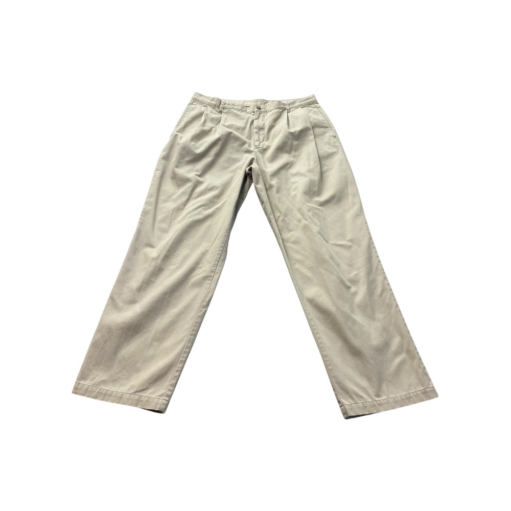 Cutter & Buck Mens Pleated Khaki Chinos Pants‎ Size 38x32 Embroidered UVA Logo